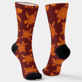 Hawaiianische Meeresschildkröte Gemustert Burgund  Socken