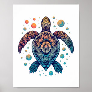 Hawaiianische Meeresschildkröte Tie-Dye Hawaii Url Poster