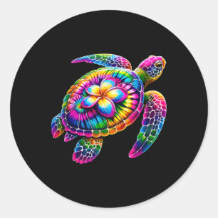 Hawaiianische Meeresschildkröte Tie-Dye Hawaii-Url Runder Aufkleber