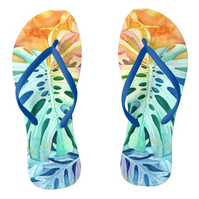 Hawaiianische Monstera-Gummi-Slipper Flip Flops (Fußbett)