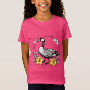 Hawaiianische Nene-Illustration mit gelben Hibisku T-Shirt