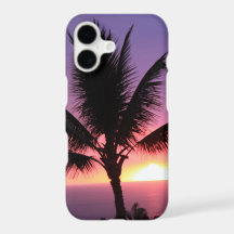 Hawaiianische Palme & Farbiger Sonnenuntergang
