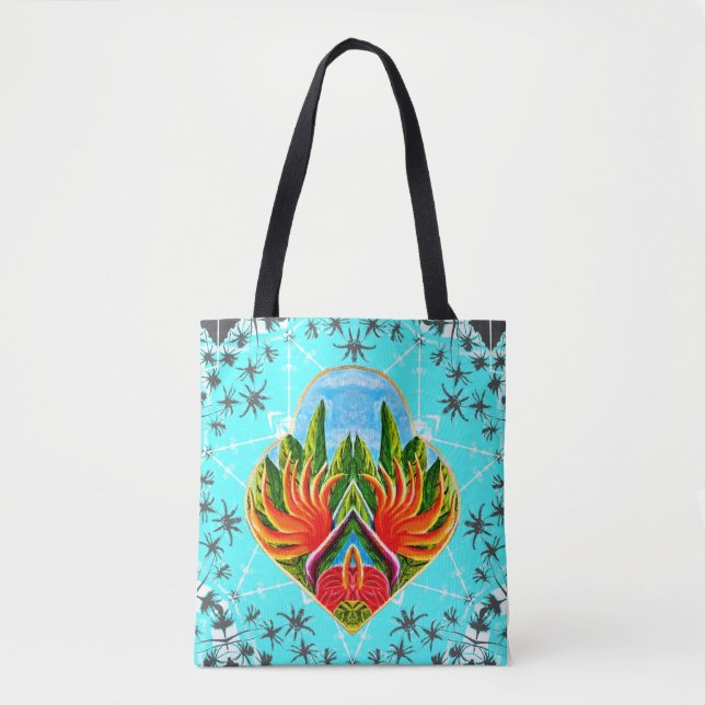Hawaiianische Paradiesvögel (blau) Tasche (Vorderseite)