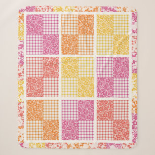Hawaiianische Patchworkdecke Pink Orange Palaka Sherpadecke