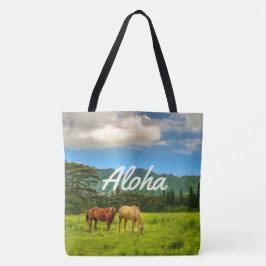 Hawaiianische Pferde bei Dusk Kauai, Hawaiian Beac Tasche