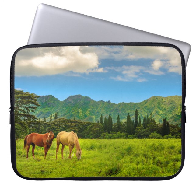 Hawaiianische Pferde, Hokulei Peak, Kauai Wetsuit Laptopschutzhülle (Vorderseite)