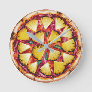 Hawaiianische Pizza Runde Wanduhr