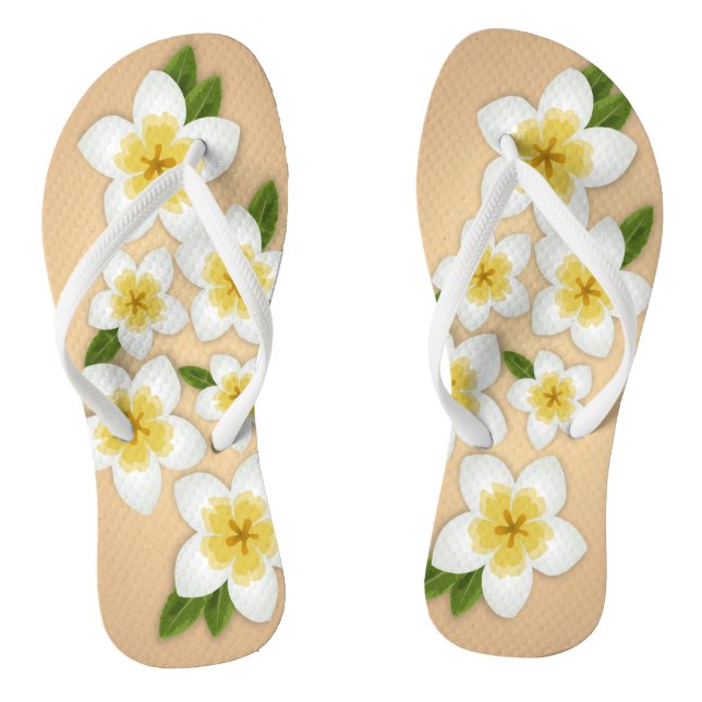 Hawaiianische Plumeria Frangipani Tropische Blume Flip Flops (Fußbett)