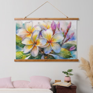 Hawaiianische Plumeria Tree Wall hanging Wandteppich Mit Holzrahmen