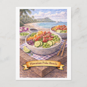 Hawaiianische Poke-Schalen (Amerikanische Food-Ser Postkarte