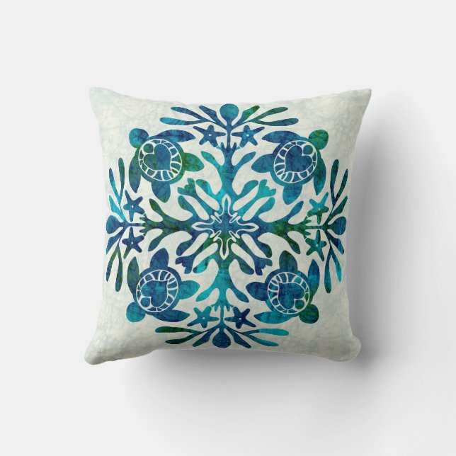 Hawaiianische Quiltschildkröte batik Kissen (Rückseite)