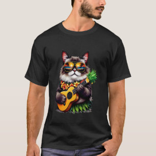 Hawaiianische Ragdoll-Katze & Ananas-Ukulele Somme T-Shirt