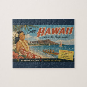 Hawaiianische Reisewerbung im Vintage-Stil