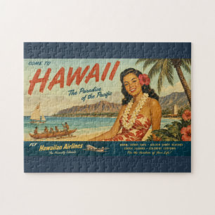 Hawaiianische Reisewerbung im Vintage-Stil