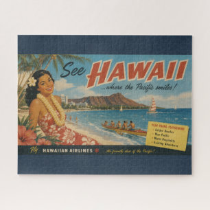 Hawaiianische Reisewerbung im Vintage-Stil
