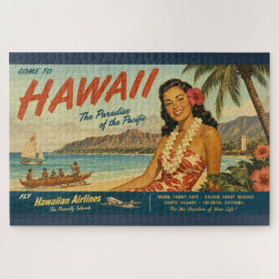 Hawaiianische Reisewerbung im Vintage-Stil