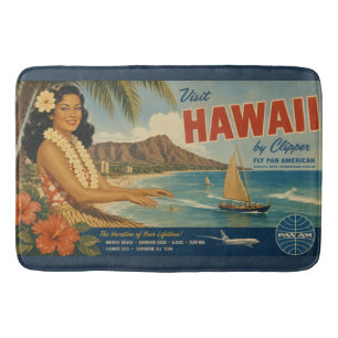 Hawaiianische Reisewerbung im Vintage-Stil Badematte