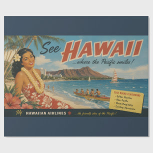 Hawaiianische Reisewerbung im Vintage-Stil Geschenkpapier