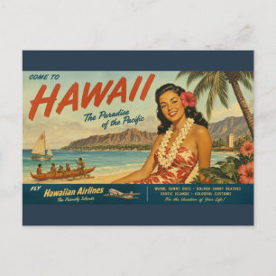 Hawaiianische Reisewerbung im Vintage-Stil Postkarte