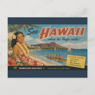 Hawaiianische Reisewerbung im Vintage-Stil Postkarte