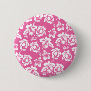 Hawaiianische Rosa Blume Button