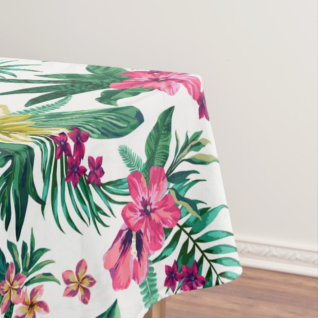 Hawaiianische Rosa- und Gelbblumen Tischdecke (Beispiel)