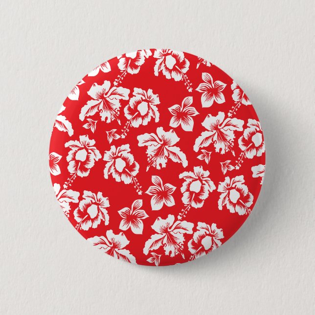 Hawaiianische Rote Blume Button (Vorderseite)