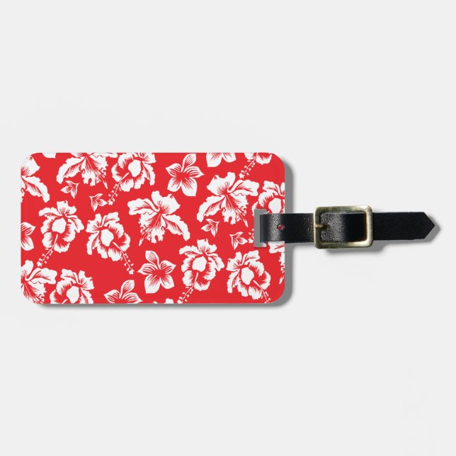 Hawaiianische Rote Blume Gepäckanhänger (Vorderseite horizontal)
