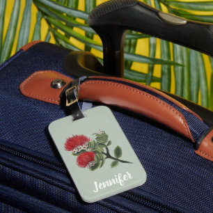 Hawaiianische rote Lehua-Tropenblumen-Wasserfarbe Gepäckanhänger