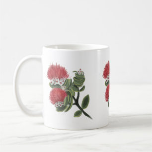 Hawaiianische rote Lehua-Tropenblumen-Wasserfarbe Kaffeetasse