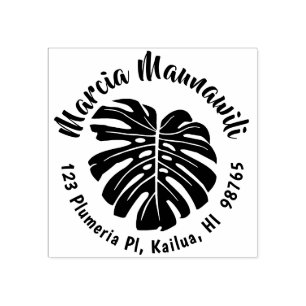 Hawaiianische Rücksendeadresse Briefmarke Monstera Gummistempel