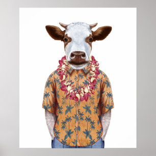 Hawaiianische Shirt-Kuh Poster