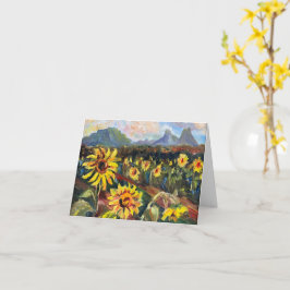 Hawaiianische Sonnenblumen mit Bergschablenkarte Karte