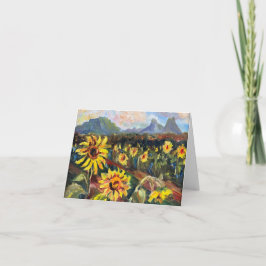 Hawaiianische Sonnenblumen mit Bergschablenkarte Karte