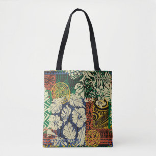 Hawaiianische Stammeselemente und Hibiskus-Stoffpf Tasche