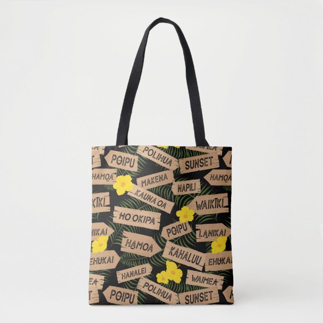 Hawaiianische Strände auf schwarz Tasche (Vorderseite)