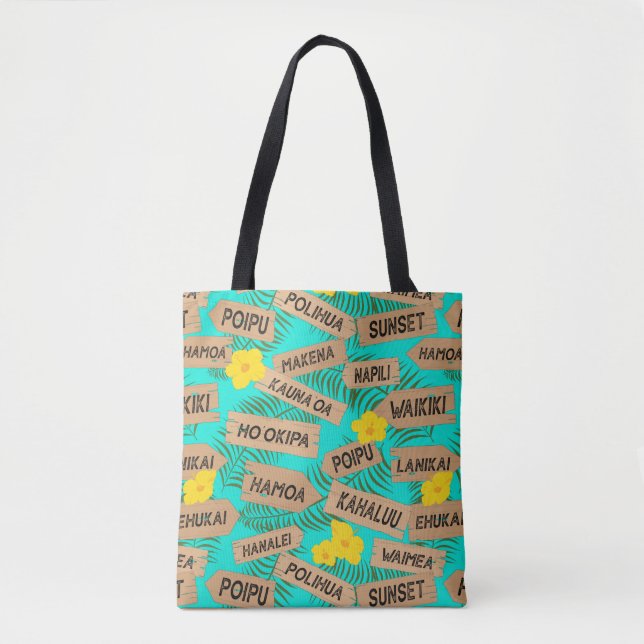 Hawaiianische Strände in Bright Blue Tasche (Vorderseite)