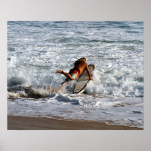 Hawaiianische Surfer taucht in Poster