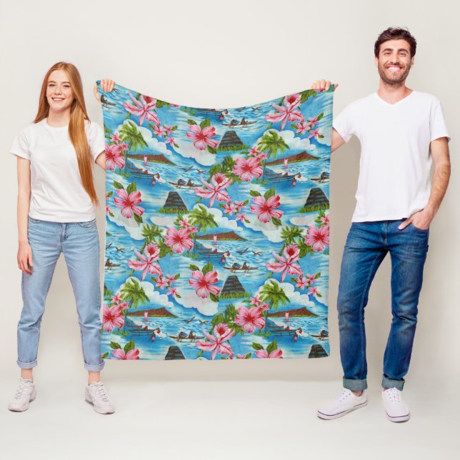 Hawaiianische Szenen Fleecedecke (Beispiel)