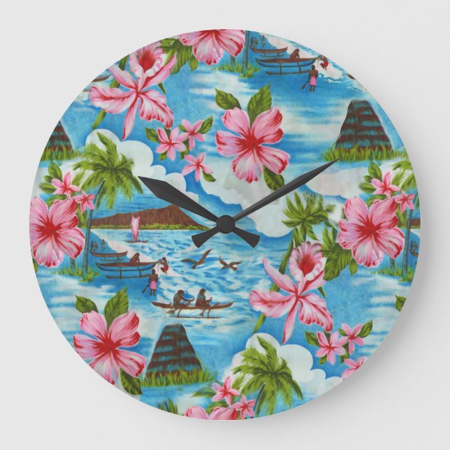 Hawaiianische Szenen in Pastellfarben - Uhr (Vorderseite)
