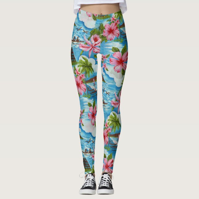 Hawaiianische Szenen Leggings (Vorderseite)
