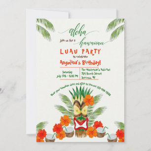 Hawaiianische Tiki-Luau-Party Einladung