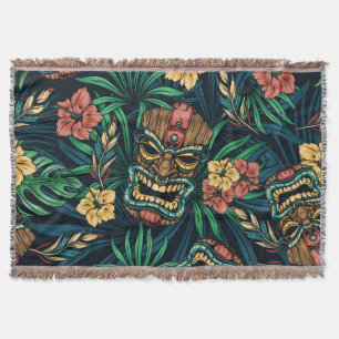 Hawaiianische Tiki-Maske Tropical Pattern Decke