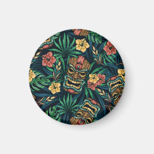 Hawaiianische Tiki-Maske Tropical Pattern Magnet