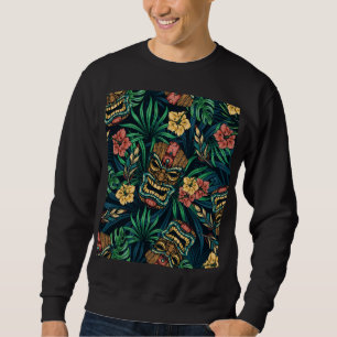 Hawaiianische Tiki-Maske Tropical Pattern Sweatshirt
