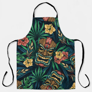 Hawaiianische Tiki-Maske Tropisches Muster Schürze
