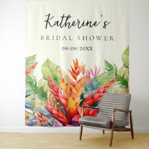 Hawaiianische Tropenblumen-Brautjunggesellinnenabs Wandteppich