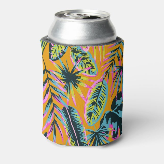 Hawaiianische tropische Blätter und Pflanze Druckm Dosenkühler (Kanne Rückseite)