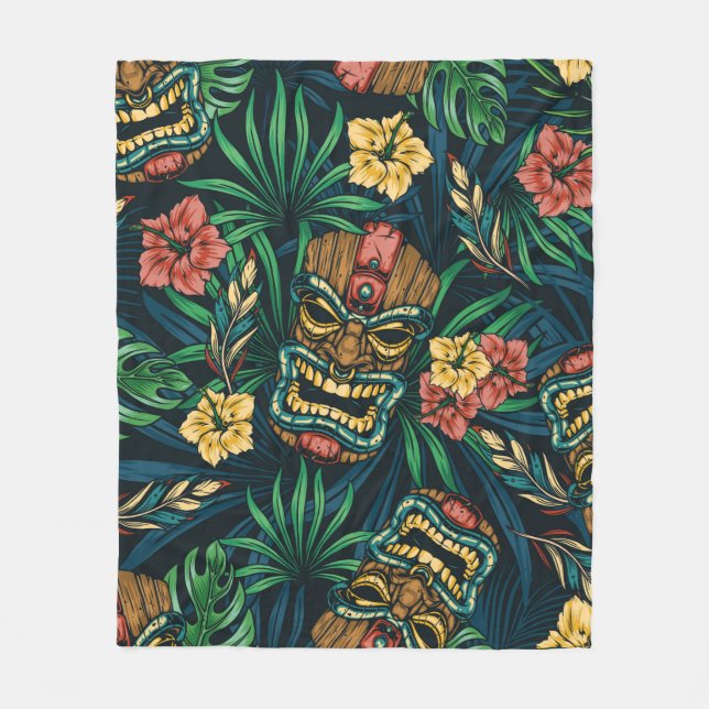 Hawaiianische tropische farbenfrohe, nahtlose Must Fleecedecke (Vorderseite)