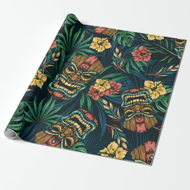 Hawaiianische tropische farbenfrohe, nahtlose Must Geschenkpapier (Ungerollt)